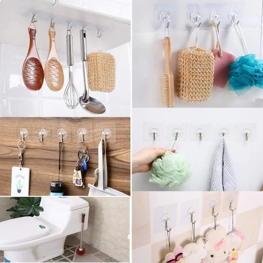 Stainless Steel Adhesive Wall Hooks, No-Drilling Waterproof Screw Free Stickers for Hanging