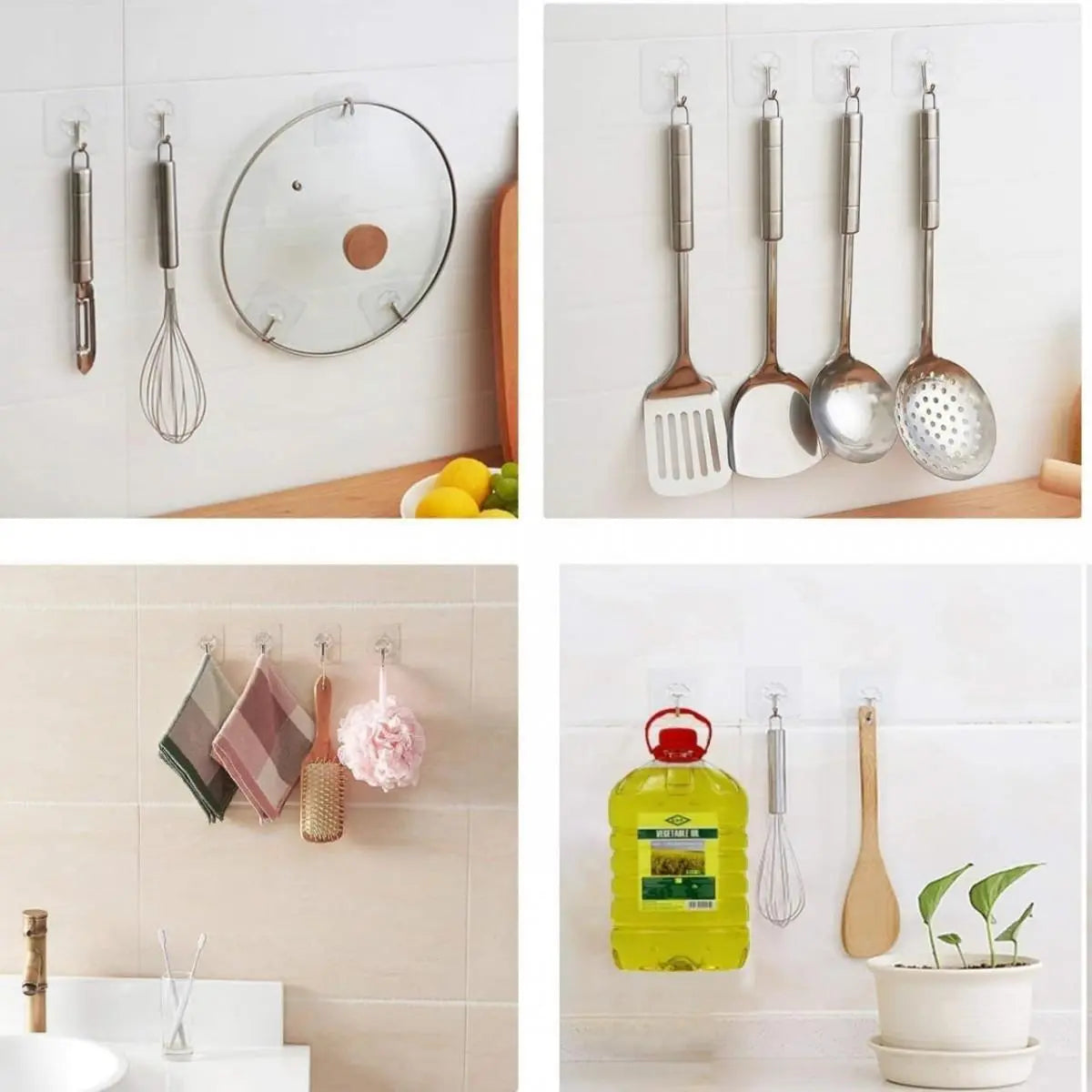 Stainless Steel Adhesive Wall Hooks, No-Drilling Waterproof Screw Free Stickers for Hanging