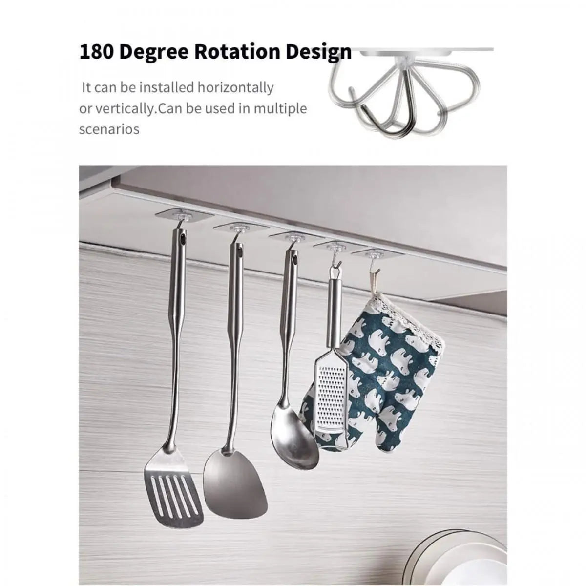 Stainless Steel Adhesive Wall Hooks, No-Drilling Waterproof Screw Free Stickers for Hanging